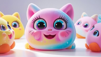 Adorable Pastel Rainbow Cat Plushies Cute Kawaii Collectible Toys for Kids and Collectors