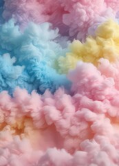 Fototapeta premium Fuzzy pink, blue, yellow ombre, cotton candy-like texture, soft, element