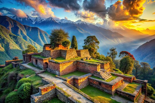 Sikkim Rabdentse Ruins Double Exposure, Historical Sikkim, Ancient Ruins, Pelling, India, Double Exposure Photography, Architectural Wonders