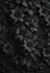 Intricate charcoal floral pattern; dark, abstract botanical wallpaper,  leaves,  minimalist,  plants
