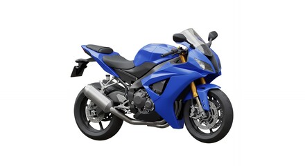 Obraz premium Sleek Blue Sport Motorcycle Isolated on White Background Studio Shot