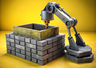 Industrial Brick-Laying Robot with Articulated Boom and Trowel Gripper