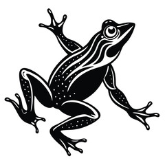 Striped Frog Silhouette Vintage Illustration
