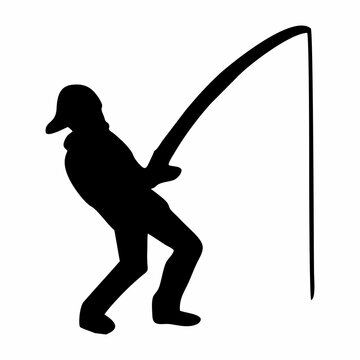 recommend clip art: silhouette of a person fishing with a fishing rod