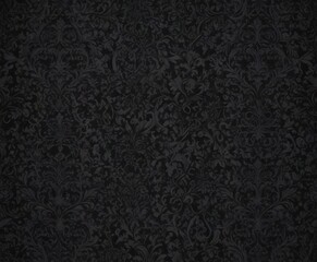 Intricate black gothic damask wallpaper, seamless floral vines , baroque, vine