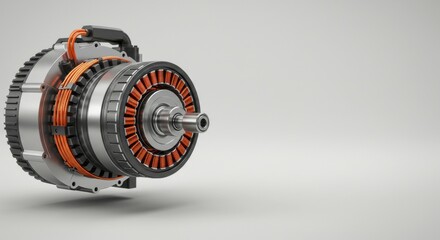 High-Performance Electric Motor for E-bikes and EVs: Detailed 3D Render of a Powerful Mid-Drive Motor