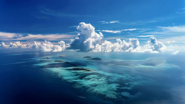 美しい熱帯の海の空撮 / Beautiful Tropical Sea, Aerial View from Above the Clouds8