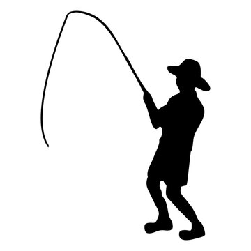 recommend clip art: silhouette of a person fishing with a fishing rod