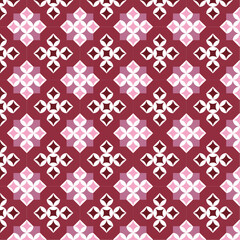rectangular flower pattern arranged in geometric shapes. Dominated by pink and magenta.
