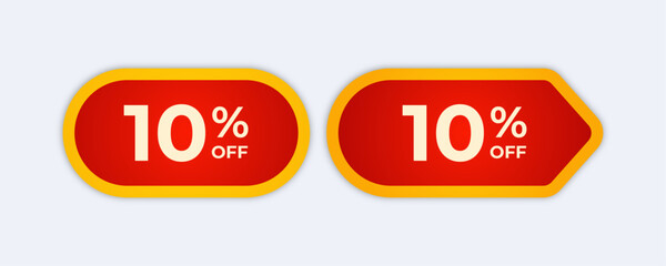 Three red gift voucher labels with 10 off.