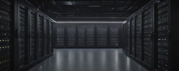 Rows of humming servers in a modern data center , mainframe, energy