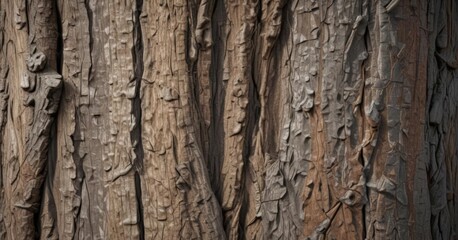 Obraz premium Rough tree bark texture, earthy brown and grey tones, brown, background, roots