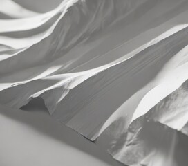 Sharp shadows, intense white paper wrinkles, high contrast ,  photography,  minimal,  crumpled texture