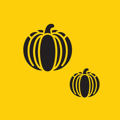 pumpkin  vector on a yellow  background