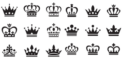 Crown icon, Royal king crown, princes, queen, Simple and minimal king crown black silhouette	