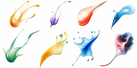 Fototapeta premium Vibrant Paint Splashes Artistic Color Bursts Isolated on White Background Design Elements
