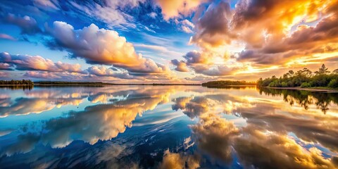 Fototapeta premium Surreal Lake Reflections, Dreamy Landscapes, Water Reflections, Abstract Photography, Riflessi Sul Lago