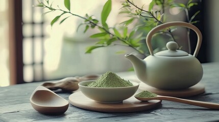 Serene Matcha Tea Ceremony Zen Garden Calm.