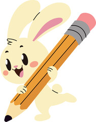 Bunny writing and drawing in the school