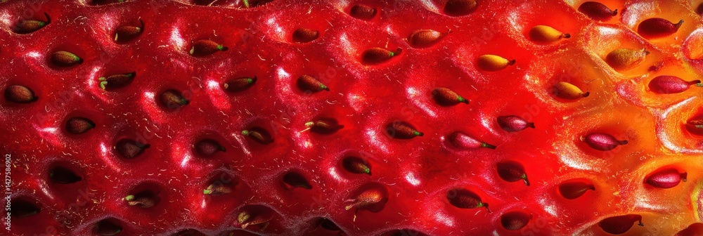 Poster vibrant close-up of strawberry seeds highlighting texture and color