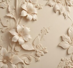 Subtle embossed floral motif on luxurious cream, refined background, embossed, botanical, sophisticated