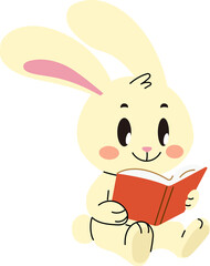 Little bunny reading a book