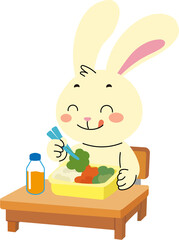 Little rabbit eating nutritious lunch