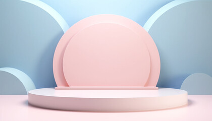 Fototapeta premium Minimal Round Podium on Background – 3D Render for Product Display or Branding
