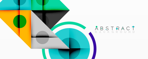 Modern geometric composition. Overlapping shapes create dynamic visual effect. Bright colors, clean lines, minimalist design. Suitable for backgrounds, presentations, branding.