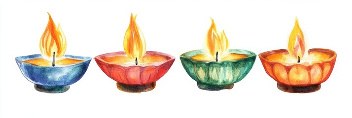 Naklejka premium Colorful Diwali Diyas (1)