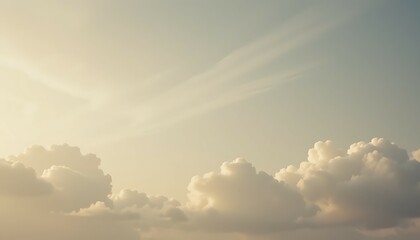 Obraz premium Fluffy Cloudscape with Warm Light Hues