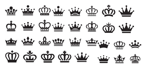 Crown icon, Royal king crown, princes, queen, Simple and minimal king crown black silhouette	