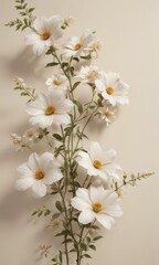 Subtle floral motifs, rich cream backdrop, upscale aesthetic,  detail,  floral,  bloom