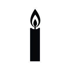Birthday candle silhouette. This image shows a black silhouette of a candle with a flame, often used in birthday celebrations. Vector clipart illustration design.