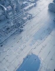 Technical drawing, abstract blue shapes and lines, engineering style, wallpaper, blue