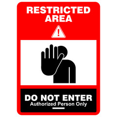 Restricted Area, authorized personnel only, sign vector