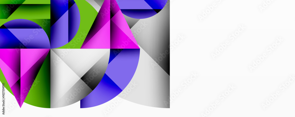 Fototapete abstract geometric composition featuring vibrant overlapping shapes. blue, green, pink hues create d