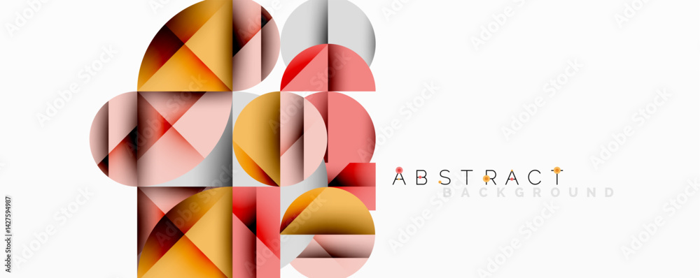 Fototapete Abstract geometric composition. Overlapping circles create dynamic pattern using warm, cool colors. Modern design element for backgrounds, presentations. Minimalist aesthetic.