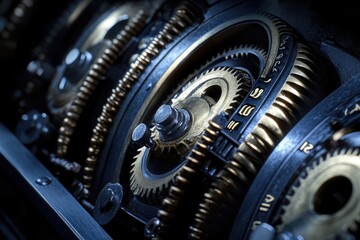 Fototapeta premium Intricate Gear System A Detailed Look into the Inner Workings of Machinery.