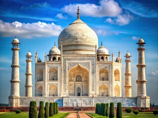 Obraz premium Taj Mahal Restoration: Resplendent Minarets in White Marble
