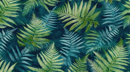 Lush Emerald Fern Leaves Seamless Pattern.