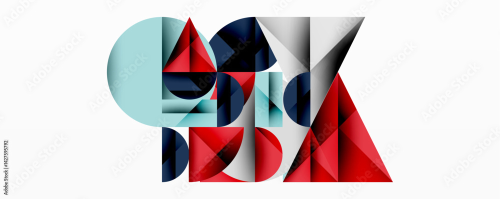 Aufkleber abstract geometric composition. shapes overlap, creating dynamic visual interest. red, navy, light b