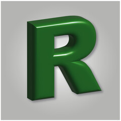 Letter Q Green 3D Metalic View.ai