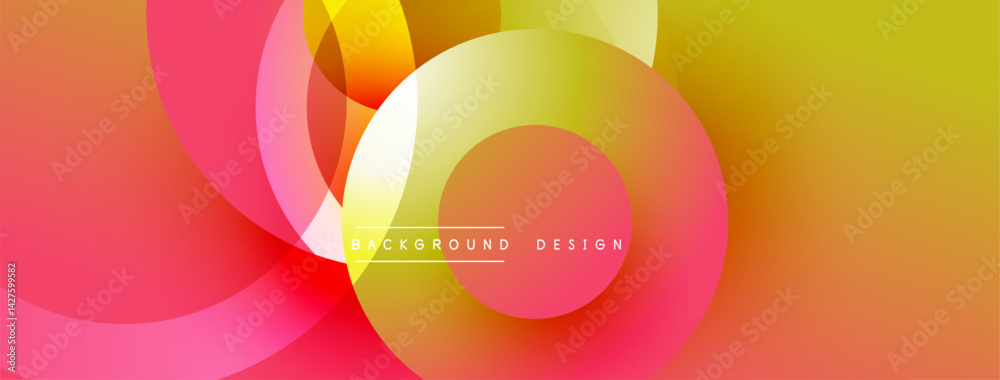 Fototapete Abstract background features overlapping circles. Colors transition from red to yellow creating dynamic visual effect. Modern design suitable for various applications. Smooth gradients enhance overall