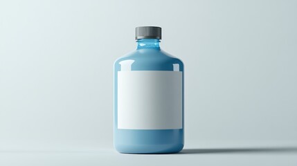 Blank blue bottle with label