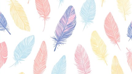 Obraz premium Delicate pastel feather pattern