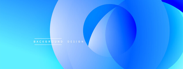 Abstract blue background features overlapping circles. Gradient shades create depth, modern aesthetic. Minimalist design suitable for digital projects, presentations. Smooth transitions, calming visua