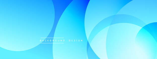 Abstract blue background. Overlapping curved shapes create dynamic visual effect. Smooth gradients offer modern aesthetic, suitable for digital projects. Minimalist design.