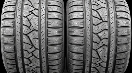 Worn Car Tires CloseUp Texture with Detail.