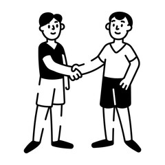 Fototapeta premium A hand drawn icon depicting two people shaking hands 